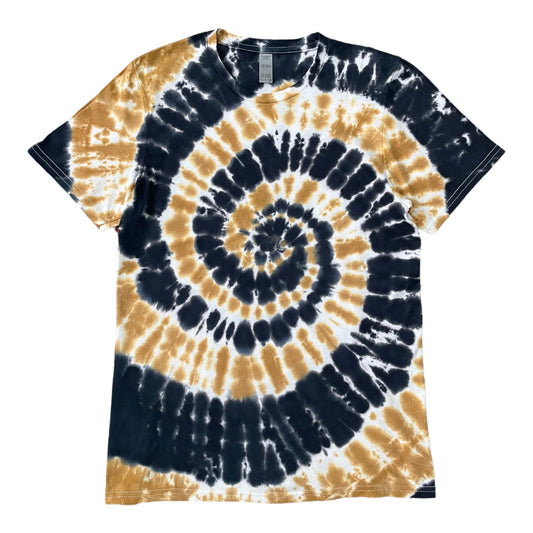 Black and Gold Swirl Tie Dye T-Shirt | Tie Dye Shirt | Spiral Tie Dye Shirt