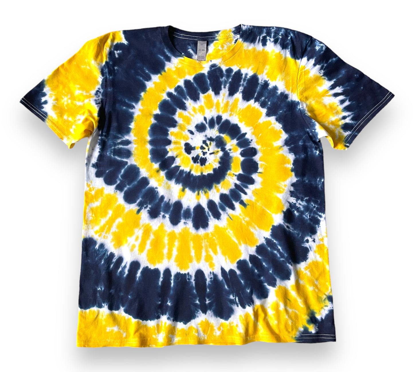 Navy and Yellow Tie Dye Swirl T-Shirt, Unisex Tie Dye Shirt