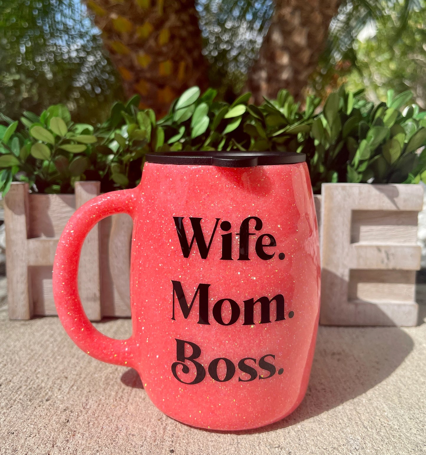 Wife. Mom. Boss. glitter mug