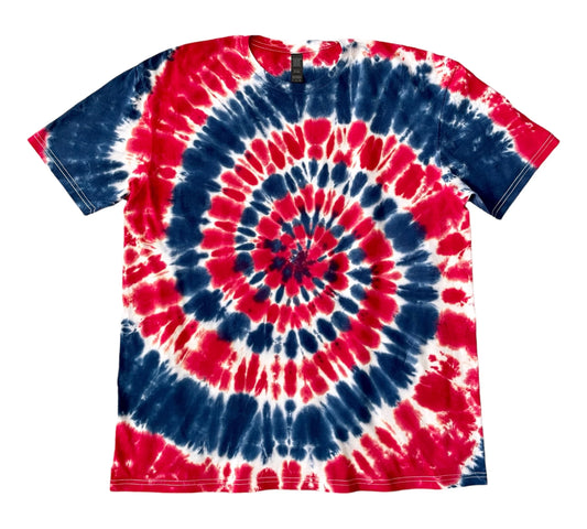 Red and Blue Swirl Tie Dye Shirt, Spiral Tie Dye T-Shirt