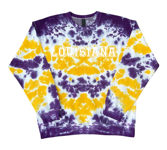 Louisiana Tie Dye Sweatshirt, Collegiate Tie Dye Sweatshirt, Tie Dye Shirt