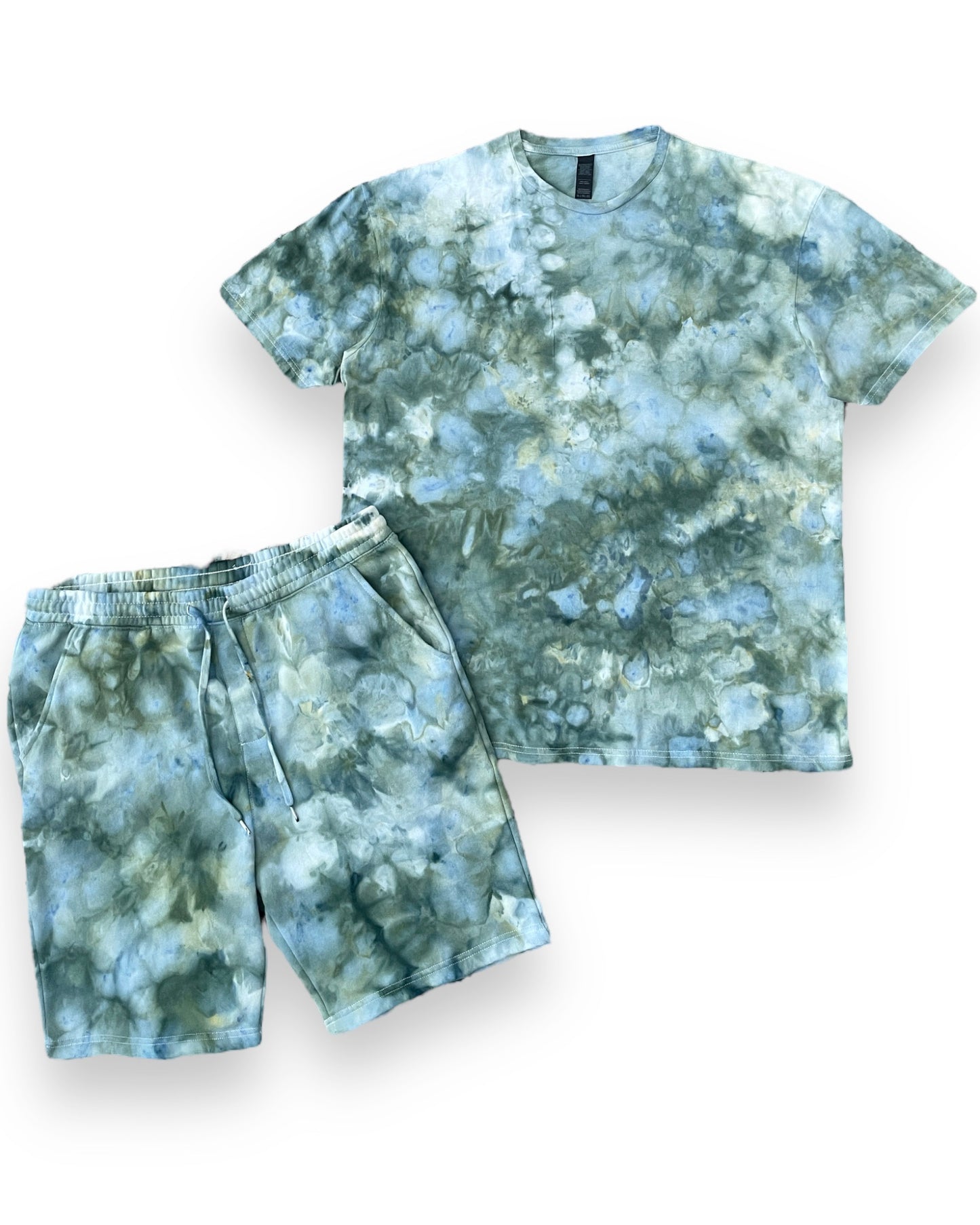 Seaweed Tie Dye T-Shirt and Sweat Shorts, Men Tie Dye Shirt and Sweat Shorts