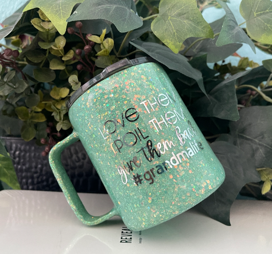 Love Them Spoil Them- give them back #grandmalife glitter mug