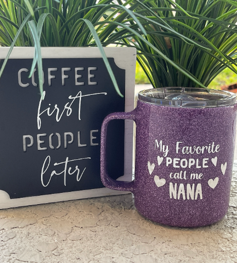 My Favorite People call me Nana glitter mug