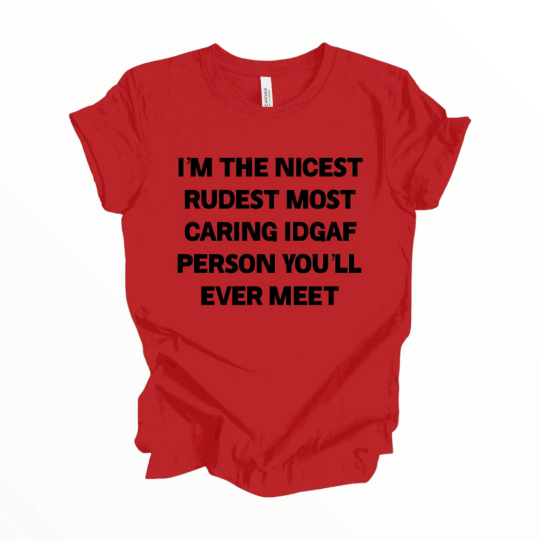 I’m the Nicest Rudest Most Caring IDGAF Person You’ll Ever Meet T-Shirt, Funny Shirt