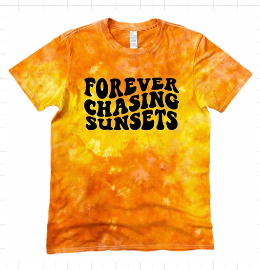 Youth Sunburst Tie Dye Shirt, Forever Chasing Sunsets Shirt, Youth Tie Dye Shirt, Unisex Tie Dye Shirt, Family Tie Dye Shirts