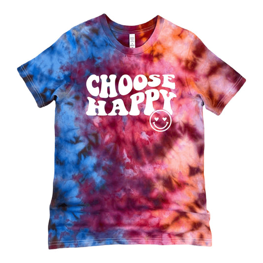 Youth Berry-burst Tie Dye Shirt, Choose Happy Shirt,  Unisex Tie Dye Shirt