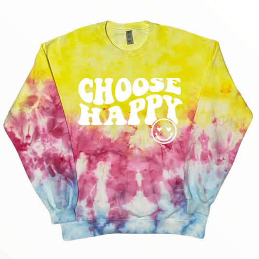 Pastel Tie Dye Sweatshirt, Choose Happy Shirt,  Tie Dye Shirt